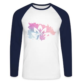Lotus Yoga Pastel - Unisex Baseballshirt langarm - Weiß/Navy - Vorne - Nik (191cm)
