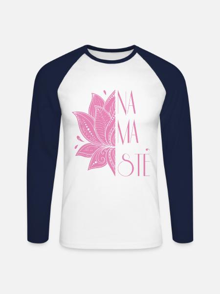 Namaste Mandala Yoga - Unisex Baseballshirt langarm - Weiß/Navy