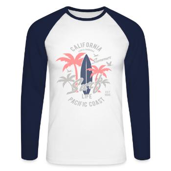 California Surf - T-shirt baseball manches longues Homme - blanc/marine - Devant - Nik (191cm)