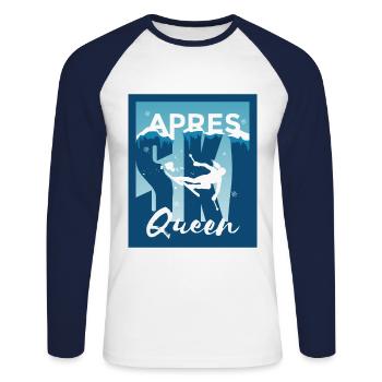 Ski Queen Ski Queen Skiing Gift - Unisex Long Sleeve Baseball T-Shirt - white/navy - Front - Nik (191cm)