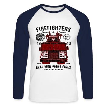 Feuerwehrleute Echte Männer bekämpfen Brände - Unisex Baseballshirt langarm - Weiß/Navy - Vorne - Nik (191cm)