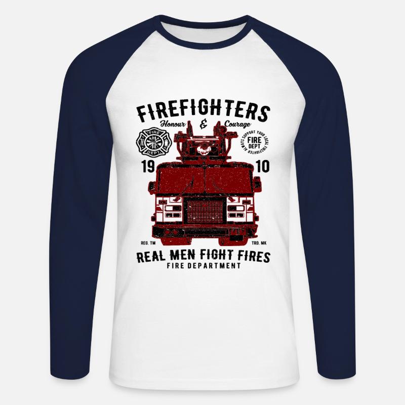 Feuerwehrleute Echte Männer bekämpfen Brände - Unisex Baseballshirt langarm - Weiß/Navy