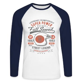 Legend Championship Motorrad Reiter Custom Motor - Unisex Baseballshirt langarm - Weiß/Navy - Vorne - Nik (191cm)