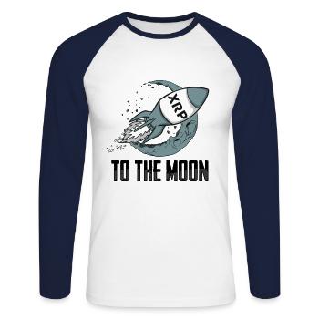 XRP To the Moon XRP Ripple Crypto Cryptocurrency - Unisex Long Sleeve Baseball T-Shirt - white/navy - Front - Nik (191cm)