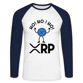 Ho Ho Hodl XRP Ripple Crypto Cryptocurrency - Unisex Long Sleeve Baseball T-Shirt - white/navy - Front - Nik (191cm)