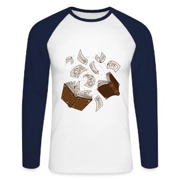 Spell Book to Read and RPG Game - Unisex Long Sleeve Baseball T-Shirt - white/navy - Front - Nik (191cm)