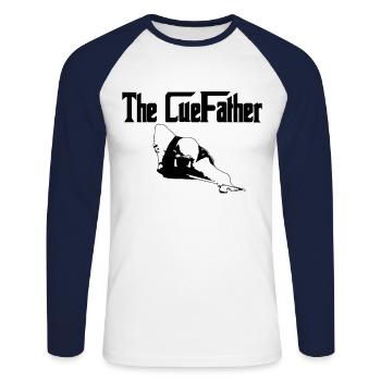 The Cuefather 8 Ball Pool Billiard Player Snooker - Unisex Baseballshirt langarm - Weiß/Navy - Vorne - Nik (191cm)