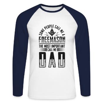People Call Me Freemason Important Call Me Dad - Unisex Long Sleeve Baseball T-Shirt - white/navy - Front - Nik (191cm)
