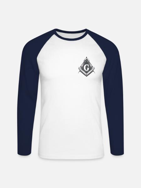 Freemasonry Symbol Pocket Shirt Mason - Unisex Long Sleeve Baseball T-Shirt - white/navy