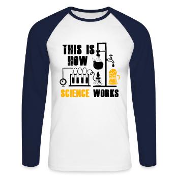 How Science Works Funny Beer Home - Unisex Long Sleeve Baseball T-Shirt - white/navy - Front - Nik (191cm)