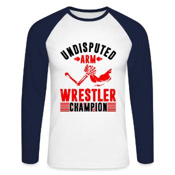 Champion bras champion bras bras sport - T-shirt baseball manches longues Homme - blanc/marine - Devant - Nik (191cm)