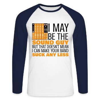 I Can The Sound Guy Audio Engineer Music Record - Unisex Long Sleeve Baseball T-Shirt - white/navy - Front - Nik (191cm)