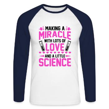 IVF Transfer Day Embryo Infertility Embabies - Unisex Long Sleeve Baseball T-Shirt - white/navy - Front - Nik (191cm)