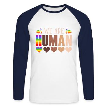We Are People Juneteenth Black Women Pride - Unisex Long Sleeve Baseball T-Shirt - white/navy - Front - Nik (191cm)