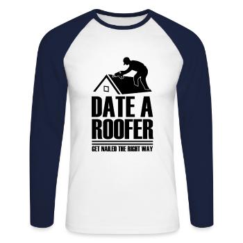 Date Roofer Obtenir Le Vrai Clou - T-shirt baseball manches longues Homme - blanc/marine - Devant - Nik (191cm)