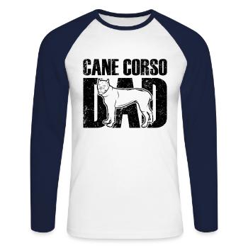 Cane Corso Papa Italienischer Mastiff - Unisex Baseballshirt langarm - Weiß/Navy - Vorne - Nik (191cm)