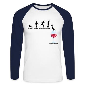 Alcool de plongée Alcool de plongée - T-shirt baseball manches longues Homme - blanc/marine - Devant - Nik (191cm)