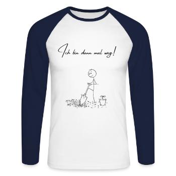 Ich bin dann mal weg - Garten Gärtner - Unisex Baseballshirt langarm - Weiß/Navy - Vorne - Nik (191cm)