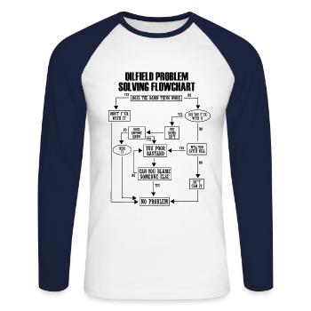 Pétrole problème Résolu Diagramme de la rivière Drôle Rauhneck - T-shirt baseball manches longues Homme - blanc/marine - Devant - Nik (191cm)
