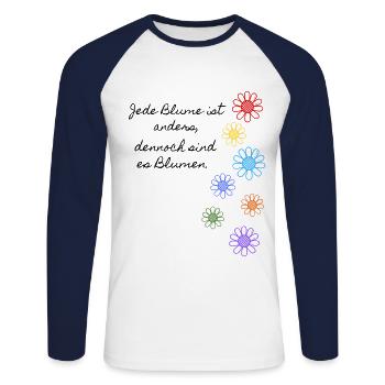 Lesbisch - Schwul - LGBTQ - Spruch - Unisex Baseballshirt langarm - Weiß/Navy - Vorne - Nik (191cm)