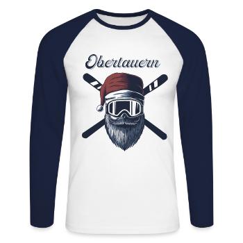 Obertauern Ski Sknowboard - Unisex Baseballshirt langarm - Weiß/Navy - Vorne - Nik (191cm)