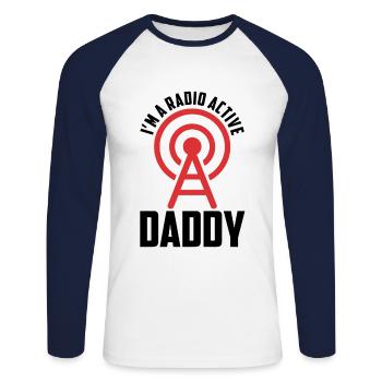 Radio Active Daddy Amateur Ham Radio Operator Dad - Unisex Baseballshirt langarm - Weiß/Navy - Vorne - Nik (191cm)