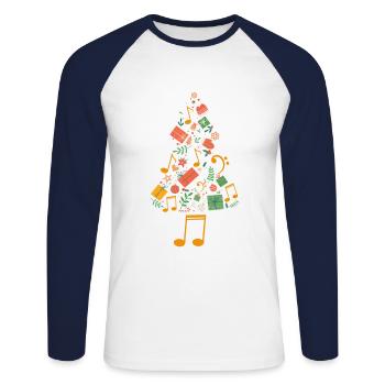 Weihnachtsbaum Musician Composer Music Director - Unisex Baseballshirt langarm - Weiß/Navy - Vorne - Nik (191cm)