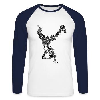 Breakdance B-Boy Dance 80s Breakdancing Dancer - Unisex Long Sleeve Baseball T-Shirt - white/navy - Front - Nik (191cm)