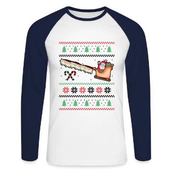 Weihnachtsmann Katze Rentier Kätzchen Tier - Unisex Baseballshirt langarm - Weiß/Navy - Vorne - Nik (191cm)
