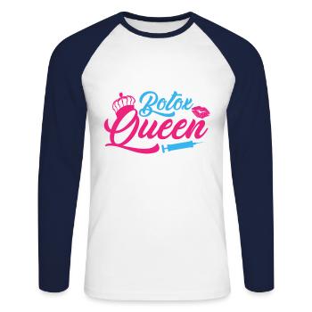 Botox Queen Injector Lips Surgery Cosmétiques - T-shirt baseball manches longues Homme - blanc/marine - Devant - Nik (191cm)