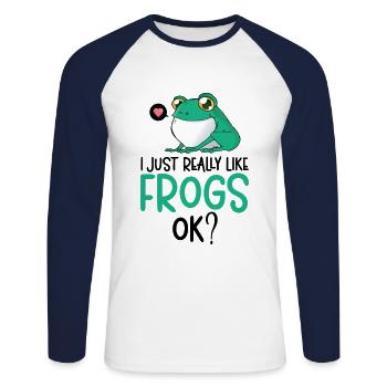 J’aime la grenouille Catcher Kids Toad Frog - T-shirt baseball manches longues Homme - blanc/marine - Devant - Nik (191cm)