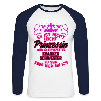 Damen Krankenschwester Nurse Prinzessin - Unisex Baseballshirt langarm - Weiß/Navy - Vorne - Nik (191cm)