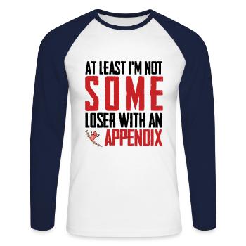 Appendicitis Surviving Surgeon Lustiger - Unisex Long Sleeve Baseball T-Shirt - white/navy - Front - Nik (191cm)