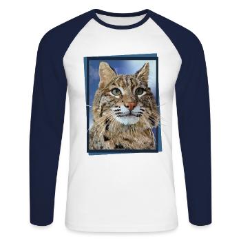 Lynx - T-shirt baseball manches longues Homme - blanc/marine - Devant - Nik (191cm)