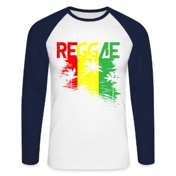 Été Jamaican Beach Rasta Reggae Jamaïque - T-shirt baseball manches longues Homme - blanc/marine - Devant - Nik (191cm)