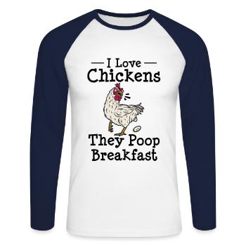 Farming Chicken Owner Farmer Lustiges Hühnerei - Unisex Baseballshirt langarm - Weiß/Navy - Vorne - Nik (191cm)