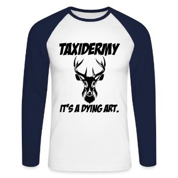 Montage Animal Artiste Taxidermiste Taxidermie - T-shirt baseball manches longues Homme - blanc/marine - Devant - Nik (191cm)