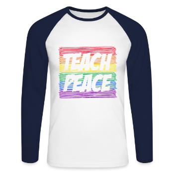 Teach Peace Educator Schwuler Lesbischer - Unisex Baseballshirt langarm - Weiß/Navy - Vorne - Nik (191cm)