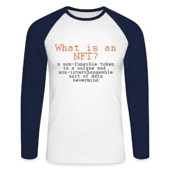 Nft Définition Jeton non fongible Crypto Art Nft - T-shirt baseball manches longues Homme - blanc/marine - Devant - Nik (191cm)