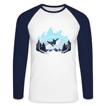 Snow Surfing Ski Snowboard Goggles Snowboarder - Unisex Long Sleeve Baseball T-Shirt - white/navy - Front - Nik (191cm)
