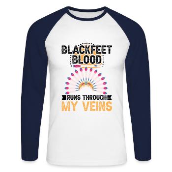 Blackfeet Blood Indian Tribe The American - Unisex Long Sleeve Baseball T-Shirt - white/navy - Front - Nik (191cm)