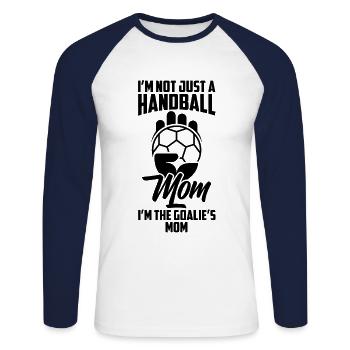 athlet spieler - Unisex Baseballshirt langarm - Weiß/Navy - Vorne - Nik (191cm)