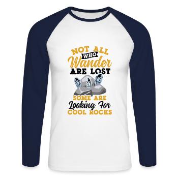 Some Search For Cool Rocks Geology - Unisex Long Sleeve Baseball T-Shirt - white/navy - Front - Nik (191cm)