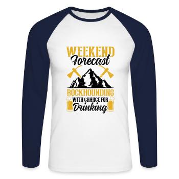 Prévisions du week-end Rockhounding Drinking Geology - T-shirt baseball manches longues Homme - blanc/marine - Devant - Nik (191cm)