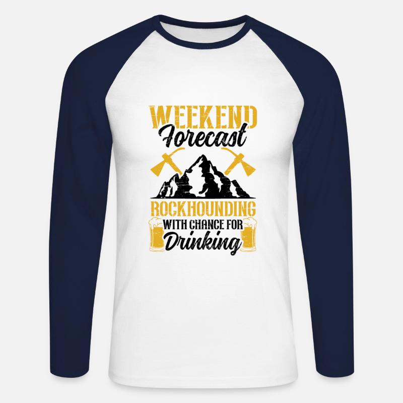 Wochenendprognose Rockhounding Drinking Geology - Unisex Baseballshirt langarm - Weiß/Navy
