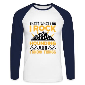 C’est ce que je fais Je Rocking Géologie - T-shirt baseball manches longues Homme - blanc/marine - Devant - Nik (191cm)