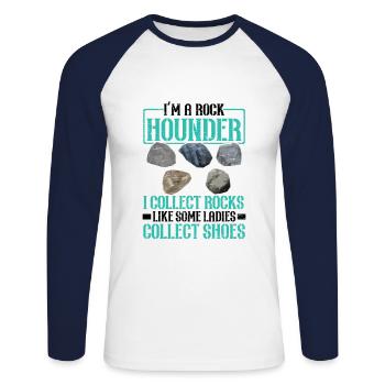 Je suis un Rockhounder, je collectionne la géologie des roches - T-shirt baseball manches longues Homme - blanc/marine - Devant - Nik (191cm)