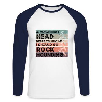 Géologie Rockhounder Vintages Rockhounding - T-shirt baseball manches longues Homme - blanc/marine - Devant - Nik (191cm)