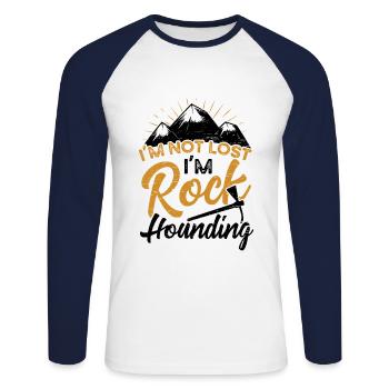 I'm not lost, I'm rock hounding - Unisex Long Sleeve Baseball T-Shirt - white/navy - Front - Nik (191cm)