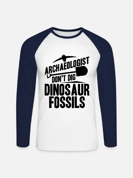 Archäologe Gräbt Dinosaurierfossilien Nicht - Unisex Baseballshirt langarm - Weiß/Navy